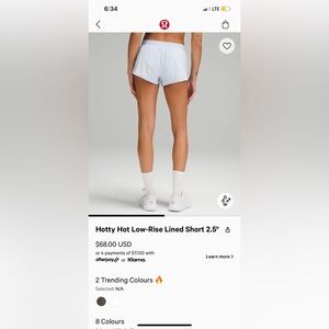 Lululemon Hotty Hot Low-Rise 2.5” Light Blue